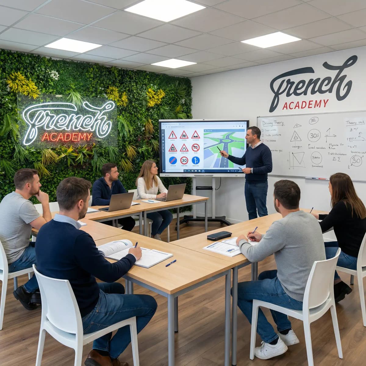 Formateur en cours devant les élèves — centre French Academy