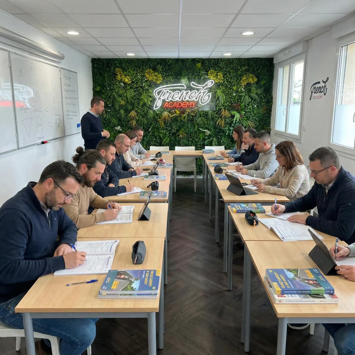 Formation en salle chez French Academy — cours avec stagiaires