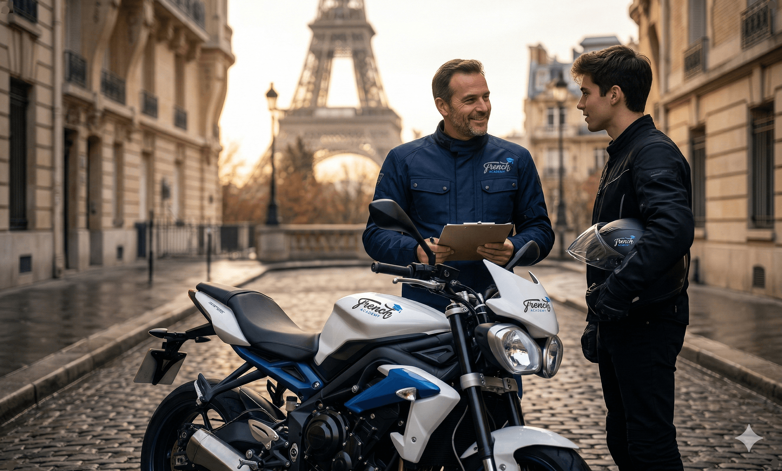 Moniteur moto French Academy près de la Tour Eiffel à Paris